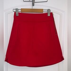 J.Crew Red Princess Mini Skirt in Double Serge Wool. Size 00